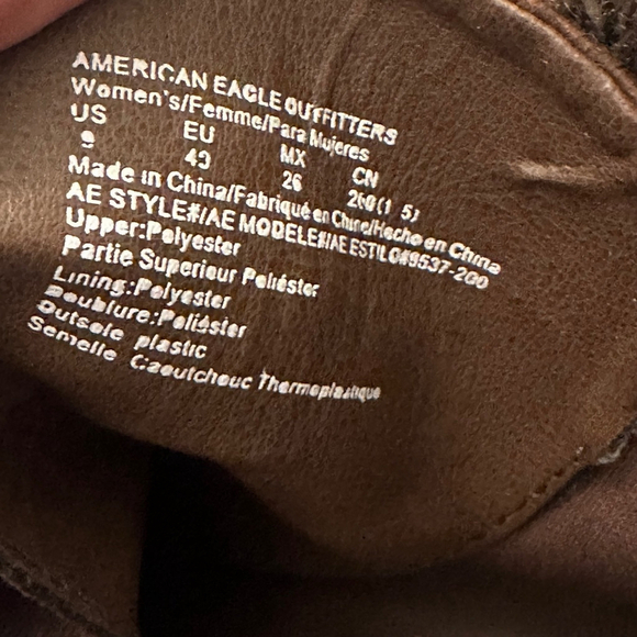 American Eagle Outfitters Brown Faux Leather Knit Top Boots Women’s Size 9 - Picture 9 of 9